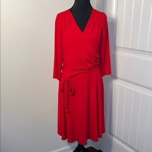 White House Black Market Vibrant Red Long Sleeve Dress